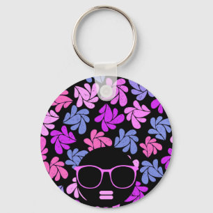 Porte-clés Afro Diva Rose Lavande Bleu