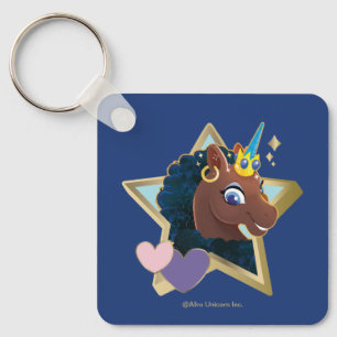 Porte-clés Afro Unicorn étoile magique