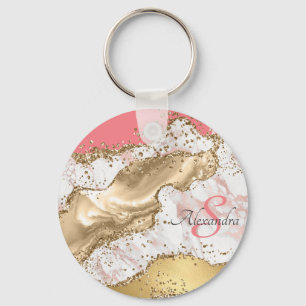 Porte-clés Agate de Parties scintillant rose fille personnali