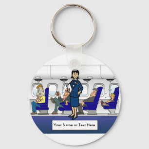 Porte-clés Agent de bord personnalisé - Cartoon féminin