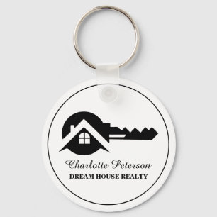 Porte-clés Agent Immobilier Noir Et Blanc