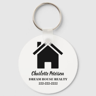 Porte-clés Agent Immobilier Noir Et Blanc Simple