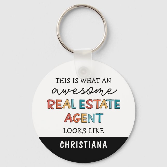 Porte-clés Agent Immobilier Personnalisé Drôle Awesome Réalis (Recto)