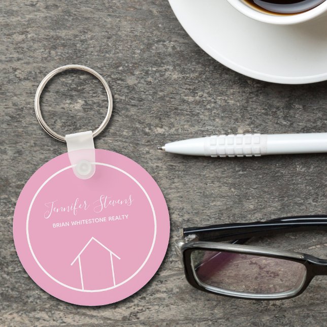Porte-clés Agent Immobilier Pretty Pink Realtor Personnalisé (Créateur téléchargé)
