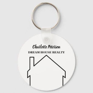 Porte-clés Agent immobilier simple maison noir et blanc