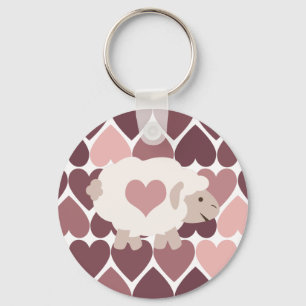 Porte-clés Agneau mignon et coeur rose