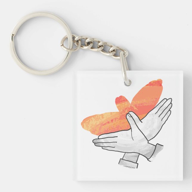 Porte-clés Aigle à main silhouette orange (Devant)