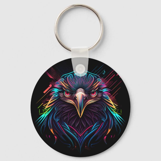 Porte-clés Aigle de néon brillant Artistique (Recto)