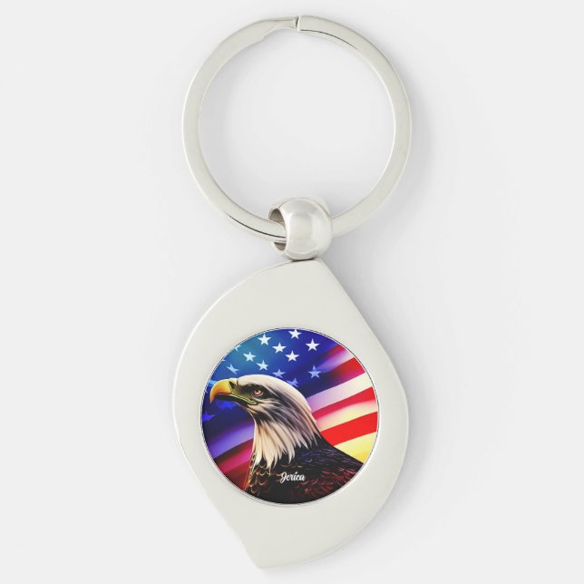 Porte-clés Aigle patriotique rouge, blanc et bleu (Devant)