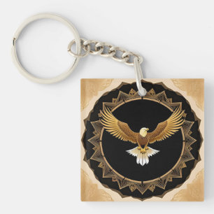 Porte-clés Aigle royal sur mandala géométrique