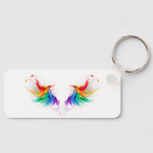 Porte-clés Ailes fluffy arc-en-ciel