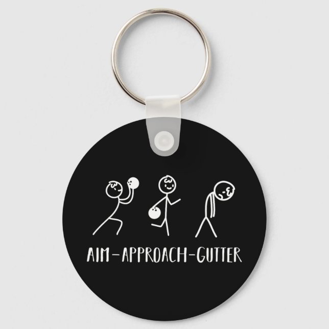 Porte-clés Aim Gutter Bowler Funny Bowling Hommes Femmes (Recto)