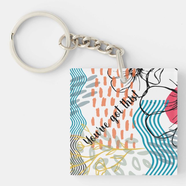Porte-clés aimant fleurs design abstrait (Devant)