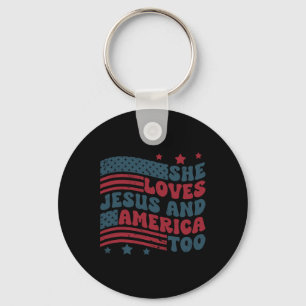 Porte-clés Aime Jésus Et L'Amérique Trop Patriotique Christia