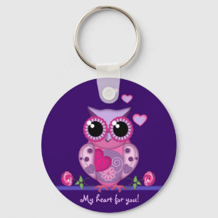 Porte-clés Aimez le hibou portant un porte - clé de coeur et