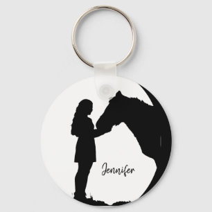 Porte-clés Aimez mon cheval Silhouette Girl Horses