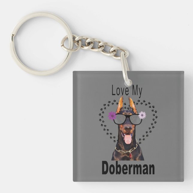 Porte-clés Aimez Mon Doberman (Devant)
