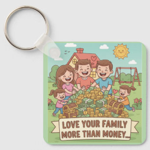 Porte-clés Aimez votre famille plus que de l'argent
