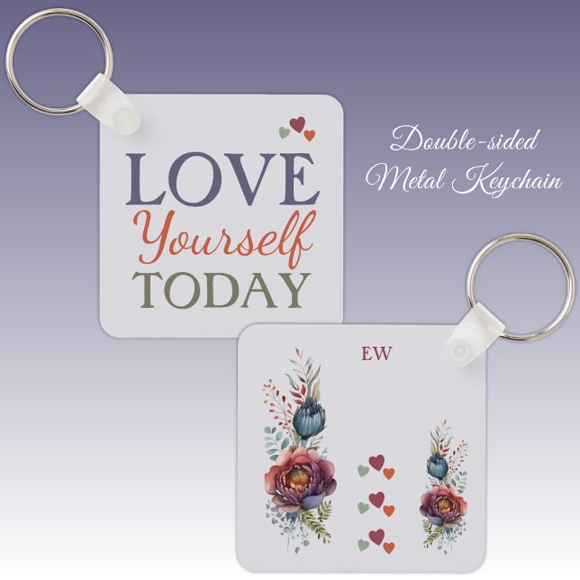 Porte-clés Aimez-vous aujourd'hui coeur d'amour floral (Créateur téléchargé)