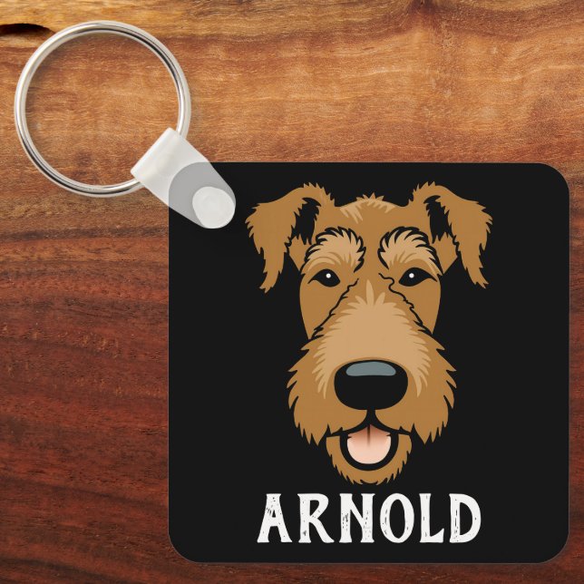 Porte-clés Airedale Terrier Nom personnalisé Chien Personnali (Recto)