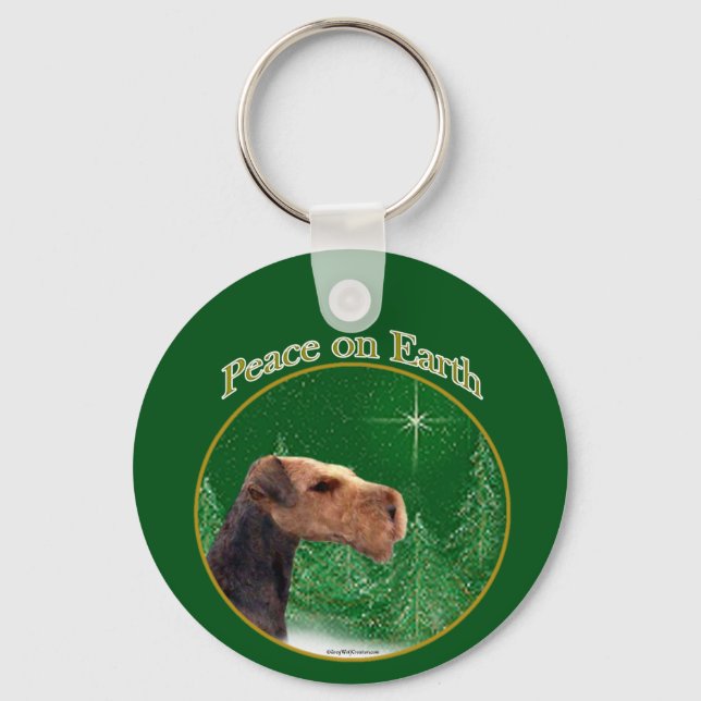 Porte-clés Airedale Terrier Paix (Recto)