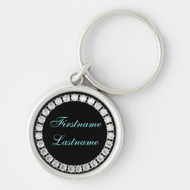 Porte-clés Ajouter des diamants personnalisables sur le noir (Devant)