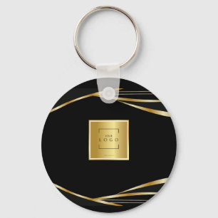 Porte-clés Ajouter un code QR de logo Or et Noir pour un évén