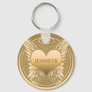 Porte-clés Ajouter un nom Mémorial Ailes d'ange d'or
