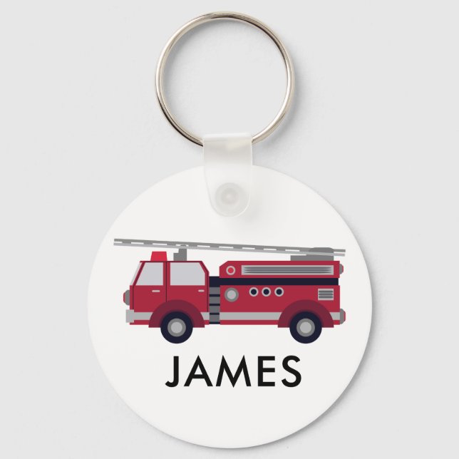 Porte-clés Ajouter votre nom Red Fire truck Personnalisé (Recto)