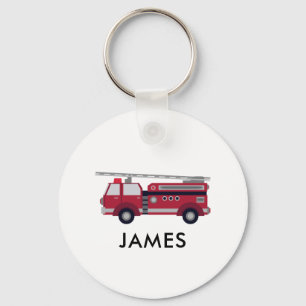 Porte-clés Ajouter votre nom Red Fire truck Personnalisé