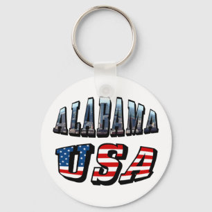 Porte-clés Alabama Photo et USA Flag Font