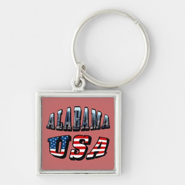 Porte-clés Alabama Photo et USA Flag Font (Devant)