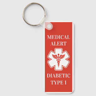 Porte-clés Alarme Médicale Personnalisée Diabète ICE Urgence