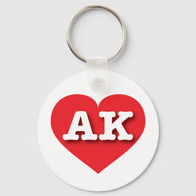 Porte-clés Alaska Red Heart - J'aime AK (Recto)