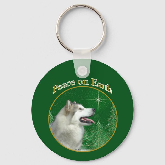 Porte-clés Alaskan malamute la paix (Recto)