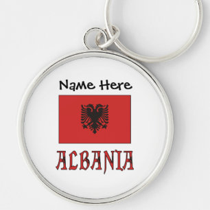 Porte-clés Albanie et drapeau albanais avec votre nom