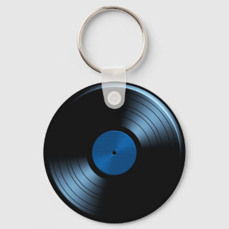 Porte-clés Album rétro vinyle en bleu