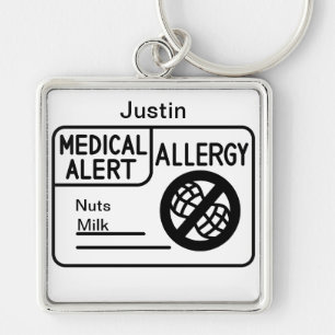 Porte-clés Alerte Médicale Allergie Alimentaire Adultes Enfan
