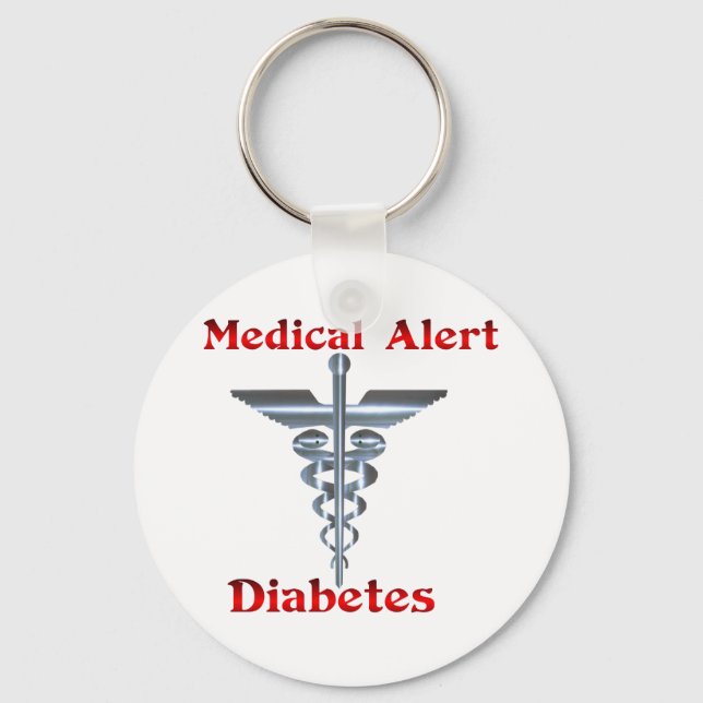 Porte-clés Alerte Médicale Diabète Baguette et serpents argen (Recto)