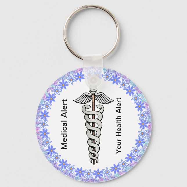 Porte-clés Alerte Médicale personnalisable Caduceus (Recto)