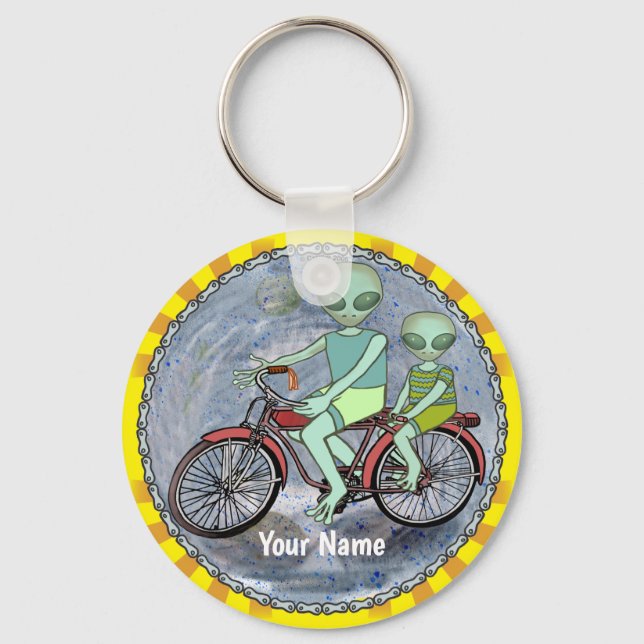 Porte-clés Alien à vélo (Recto)