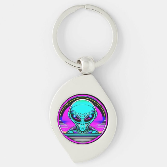 Porte-clés Alien extra-terrestre volant un OVNI (Devant)