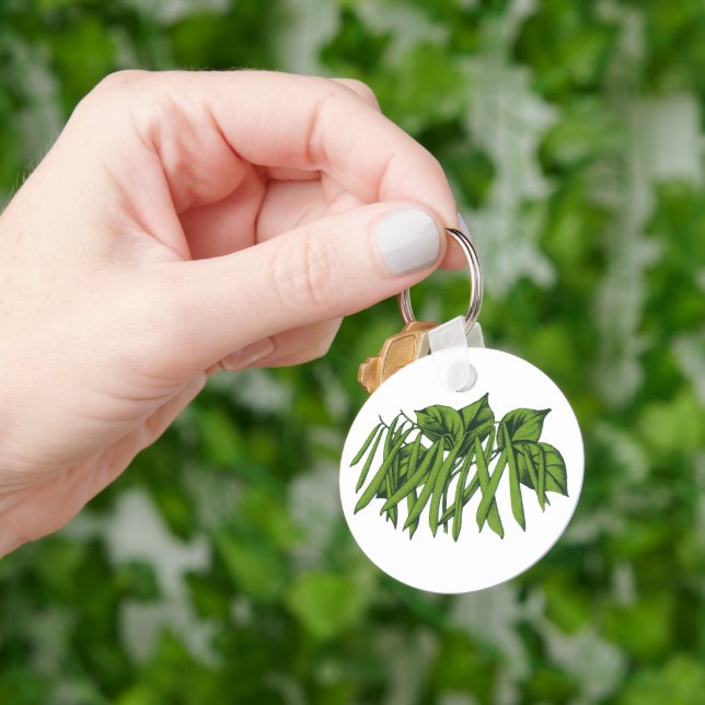 Porte-clés Aliments vintages, haricots verts biologiques Légu (main)