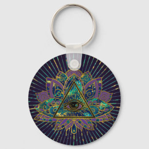 Porte-clés All Seeing Mystic Eye in Lotus Flower