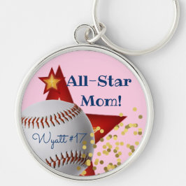 Porte-clés All Star parties scintillant rose baseball maman