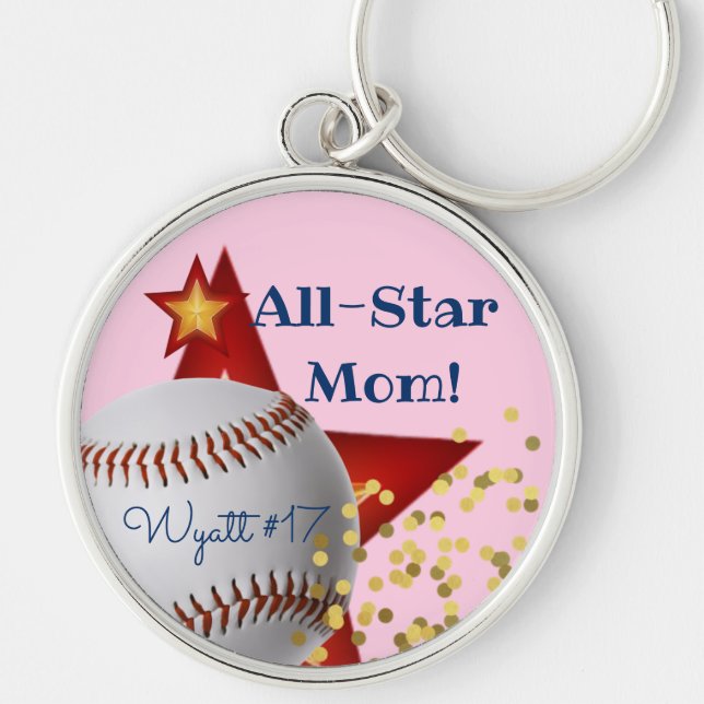 Porte-clés All Star parties scintillant rose baseball maman (Devant)