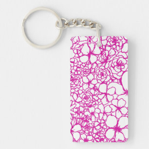 Porte-clés Aloha avec fleurs mini mosaïque rose