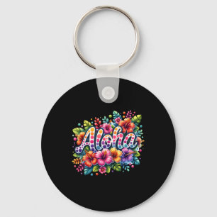 Porte-clés Aloha Fleurs Tropicales Vacances d'Été Plage Hawaï