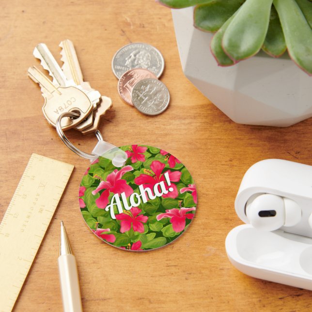 Porte-clés Aloha Hibiscus Hawaiien Rose ! (Bureau)