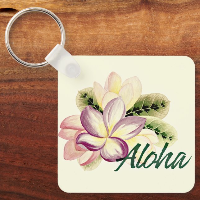 Porte-clés Aloha Joli Plumeria île Floral (Recto)